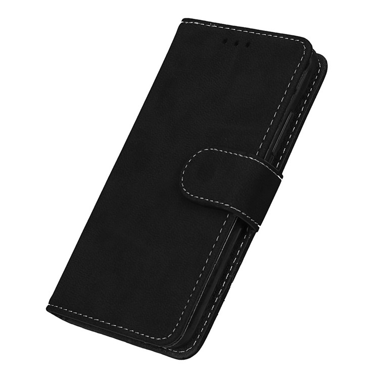 For Lenovo K6 Power Matte Magnetic Leather Flip Stand Phone Shell with Card Slots - Black-6