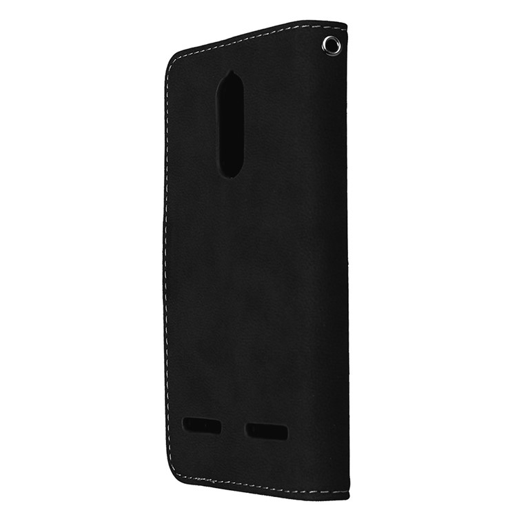 For Lenovo K6 Power Matte Magnetic Leather Flip Stand Phone Shell with Card Slots - Black-8