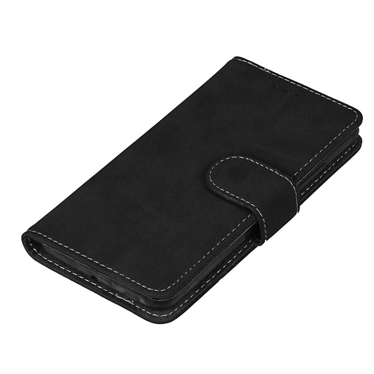 For Lenovo K6 Power Matte Magnetic Leather Flip Stand Phone Shell with Card Slots - Black-9