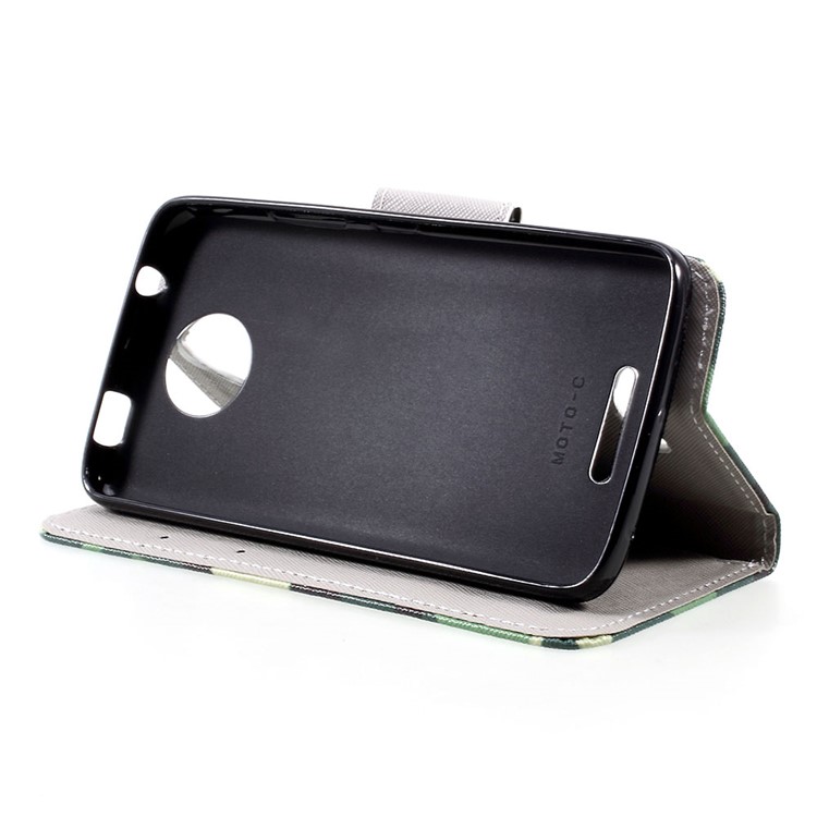 Pattern Printing Wallet Leather Cover with Stand for Motorola Moto C - Camouflage-4