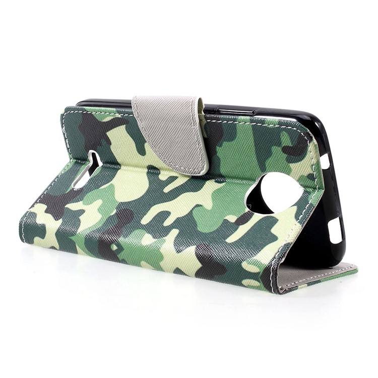 Pattern Printing Wallet Leather Cover with Stand for Motorola Moto C - Camouflage-5