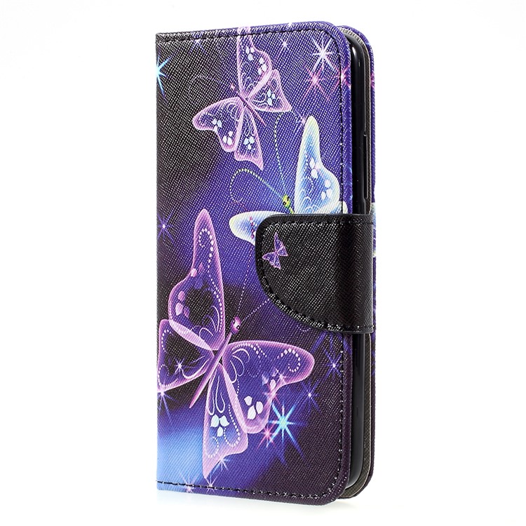 Patrón De Impresión Cartera De Cuero Soporte Folio Shell Case Para Motorola Moto C - Mariposas Vívidas-2