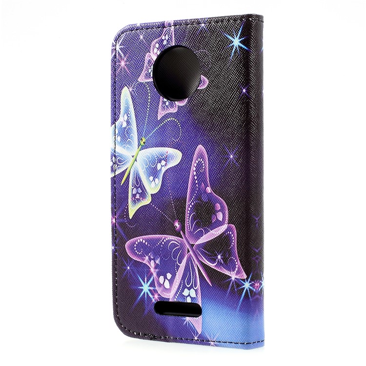 Patrón De Impresión Cartera De Cuero Soporte Folio Shell Case Para Motorola Moto C - Mariposas Vívidas-3