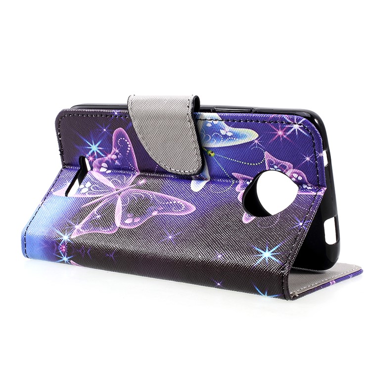 Patrón De Impresión Cartera De Cuero Soporte Folio Shell Case Para Motorola Moto C - Mariposas Vívidas-5