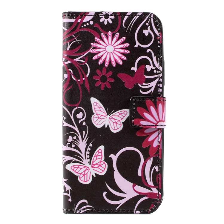 Wallet Leather Pattern Printing Mobile Case with Stand for Motorola Moto C - Floral Butterfly-1