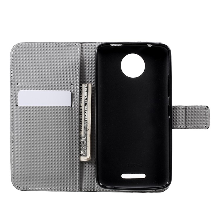 Wallet Leather Pattern Printing Mobile Case with Stand for Motorola Moto C - Floral Butterfly-6