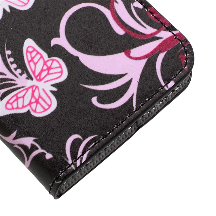 Wallet Leather Pattern Printing Mobile Case with Stand for Motorola Moto C - Floral Butterfly-7