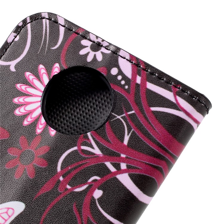 Wallet Leather Pattern Printing Mobile Case with Stand for Motorola Moto C - Floral Butterfly-8