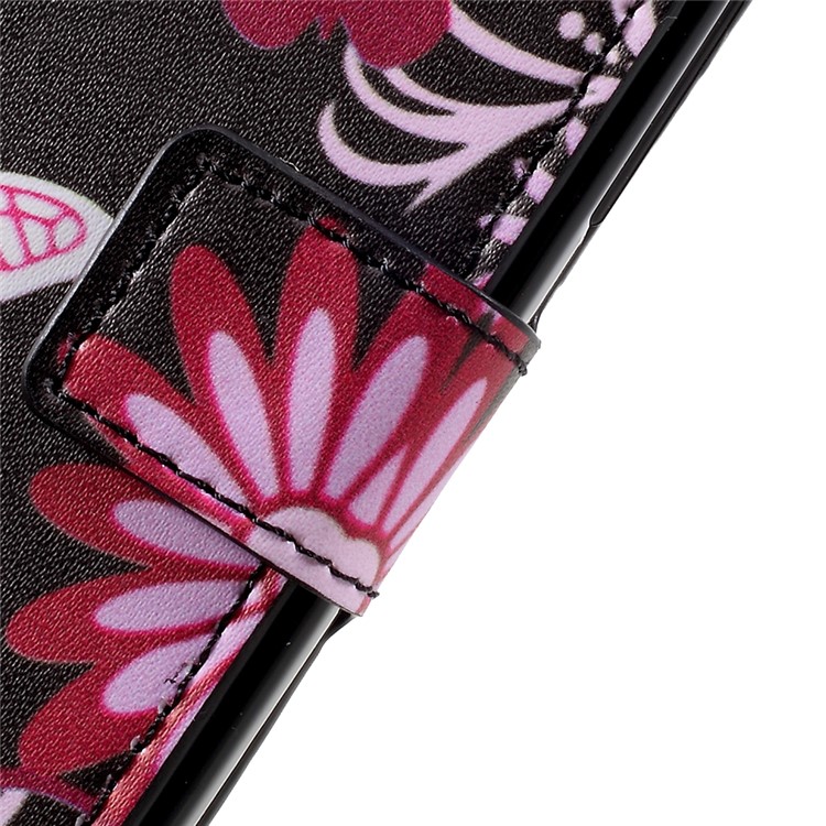 Wallet Leather Pattern Printing Mobile Case with Stand for Motorola Moto C - Floral Butterfly-9