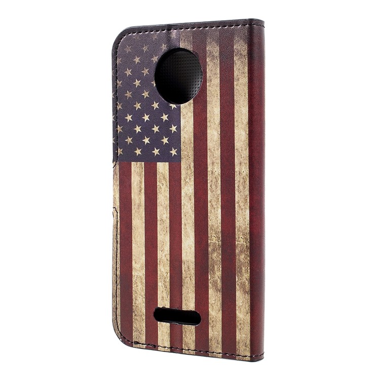 Patrón De Impresión Billetera Cuero Soporte Flip Case Para Motorola Moto C - Bandera Vintage De Estados Unidos-3