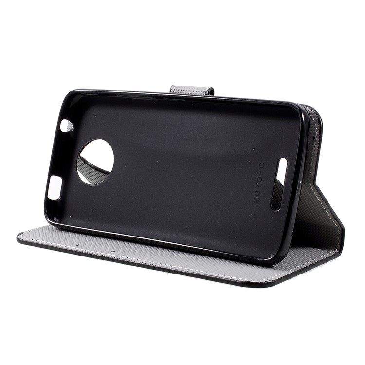 Patrón De Impresión Billetera Cuero Soporte Flip Case Para Motorola Moto C - Bandera Vintage De Estados Unidos-4