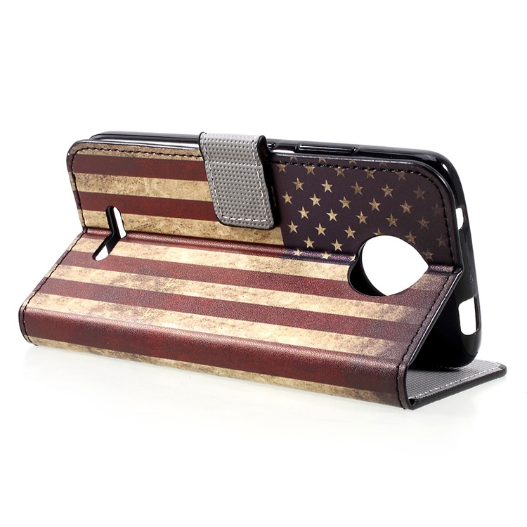 Patrón De Impresión Billetera Cuero Soporte Flip Case Para Motorola Moto C - Bandera Vintage De Estados Unidos-5