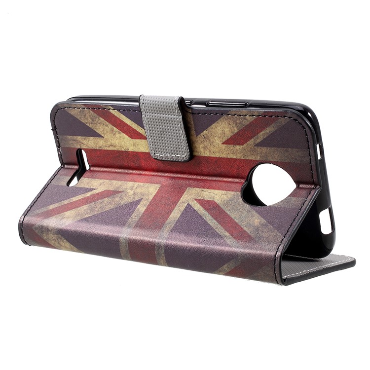 Pattern Printing Wallet Leather Stand Protective Case for Motorola Moto C - Retro UK Flag-5
