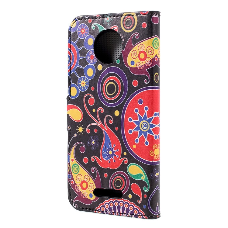 Patrón De Impresión Billetera Plegable Accesorio De Carcasa De Cuero Para Motorola Moto C - Flores De Paisley-3