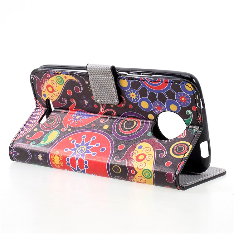 Patrón De Impresión Billetera Plegable Accesorio De Carcasa De Cuero Para Motorola Moto C - Flores De Paisley-5