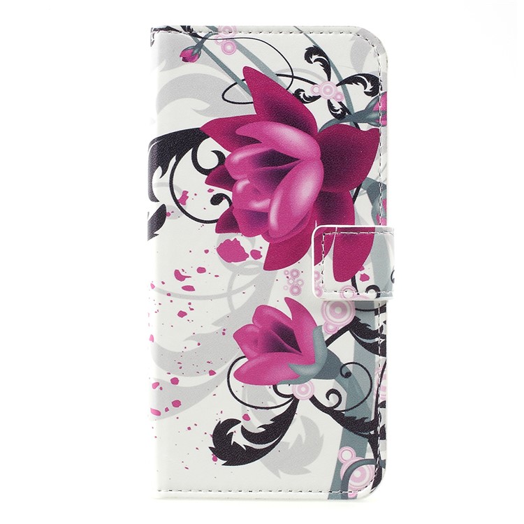 Estampado Estampado Cartera Cuero Soporte Móvil Carcasa Para Motorola Moto C - Flores De Kapok-1