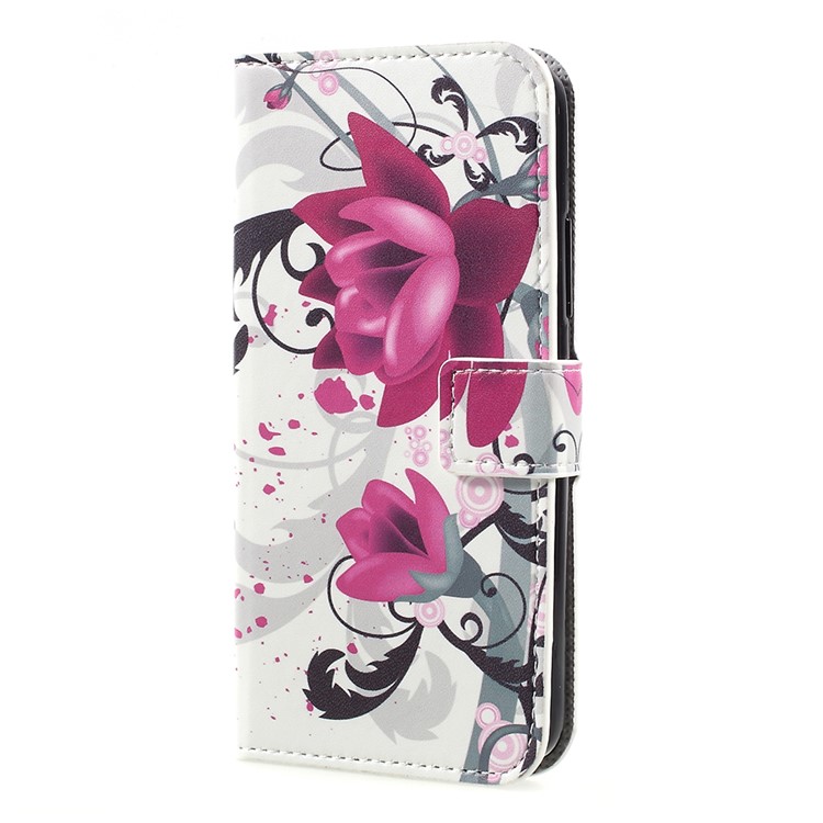 Estampado Estampado Cartera Cuero Soporte Móvil Carcasa Para Motorola Moto C - Flores De Kapok-2