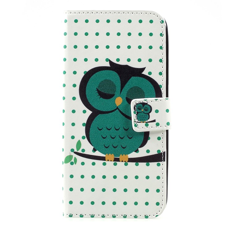 Patrón De Impresión Billetera Cubierta Protectora De Cuero Con Soporte Para Motorola Moto C - Búho Dormido-1
