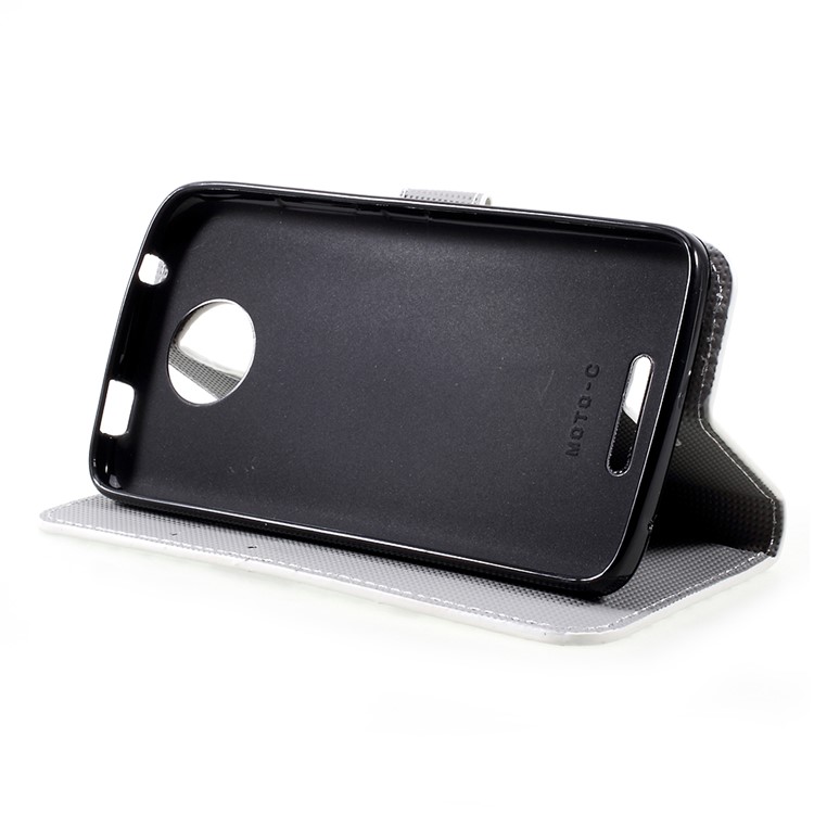 Patrón De Impresión Billetera Cubierta Protectora De Cuero Con Soporte Para Motorola Moto C - Búho Dormido-4