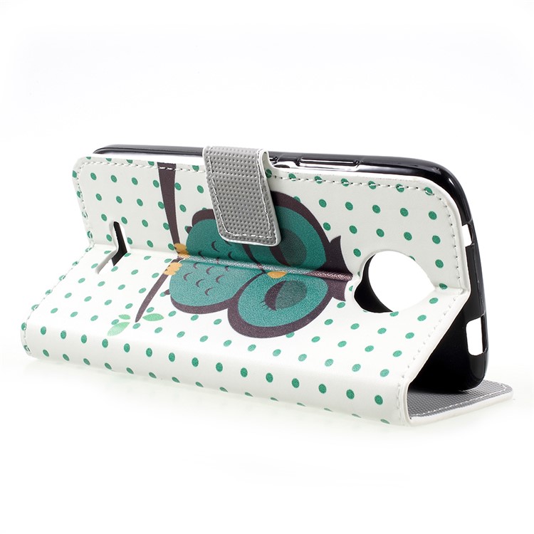 Patrón De Impresión Billetera Cubierta Protectora De Cuero Con Soporte Para Motorola Moto C - Búho Dormido-5