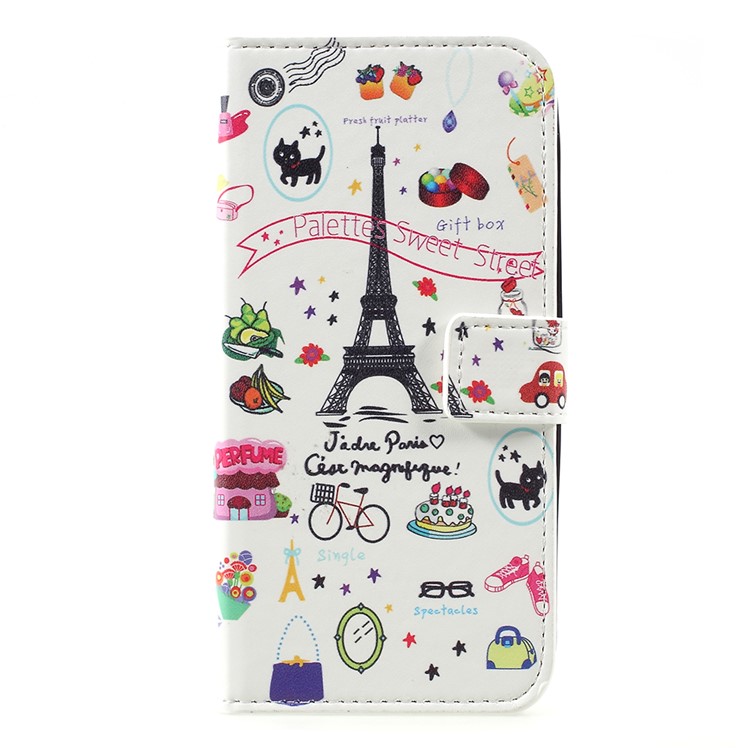 Pattern Printing Wallet Leather Phone Shell with Stand for Motorola Moto C - Palettes Sweet Street-1