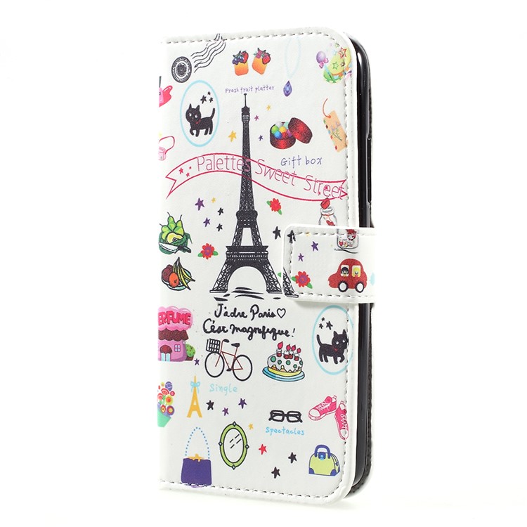 Pattern Printing Wallet Leather Phone Shell with Stand for Motorola Moto C - Palettes Sweet Street-2