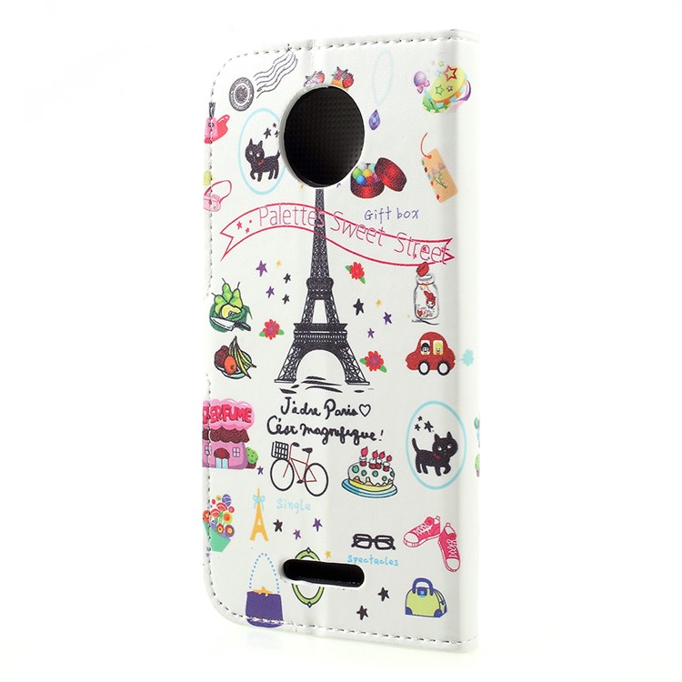 Pattern Printing Wallet Leather Phone Shell with Stand for Motorola Moto C - Palettes Sweet Street-3