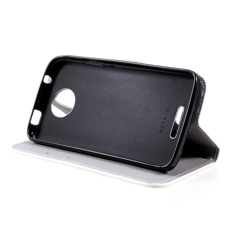 Pattern Printing Wallet Leather Phone Shell with Stand for Motorola Moto C - Palettes Sweet Street-4