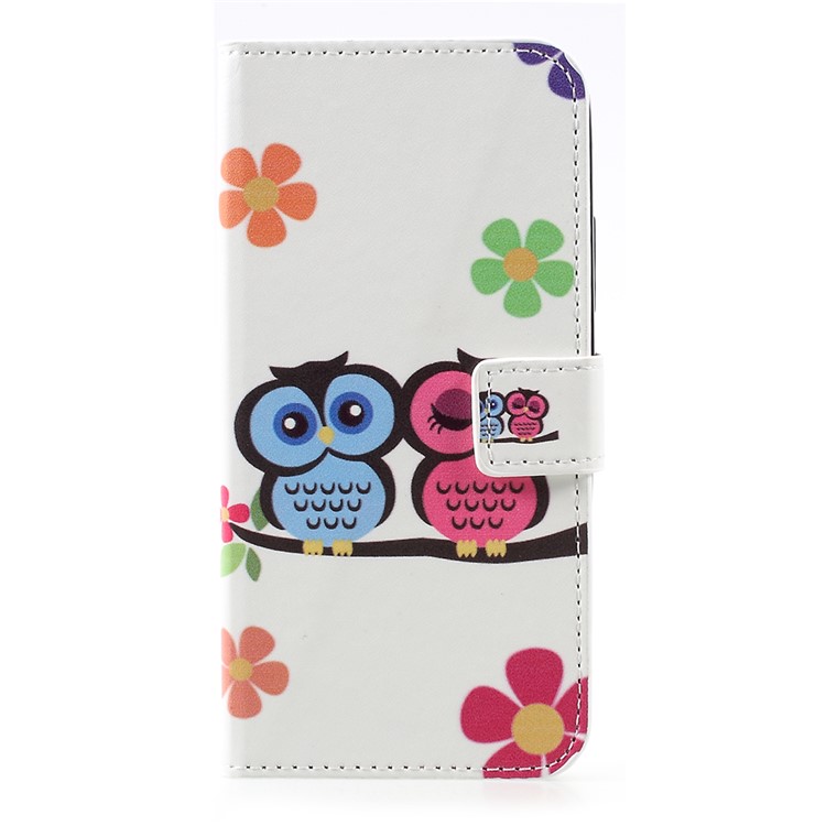 Pattern Printing PU Leather Folio Wallet Case Cover for Motorola Moto C - Owl Lovers-1