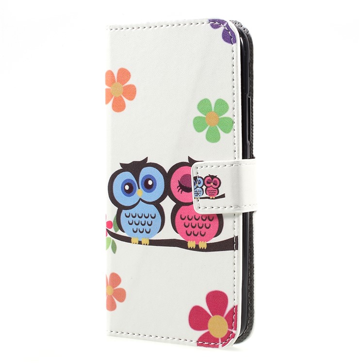 Pattern Printing PU Leather Folio Wallet Case Cover for Motorola Moto C - Owl Lovers-2