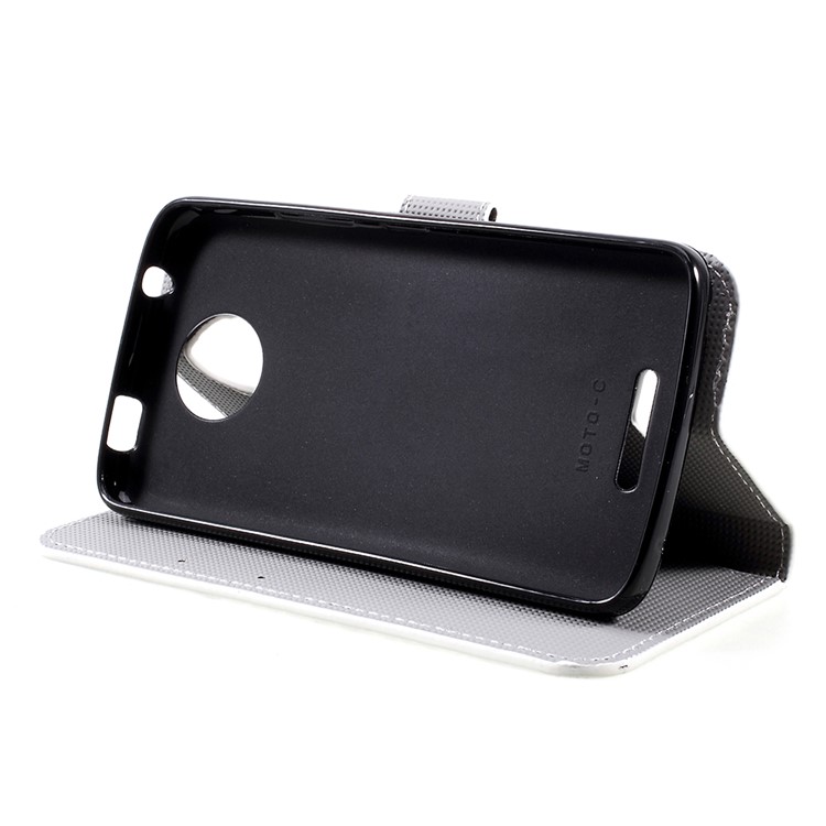 Patrón de billetera de cuero plegable teléfono celular Shell para Motorola Moto C - mariposa azul-4