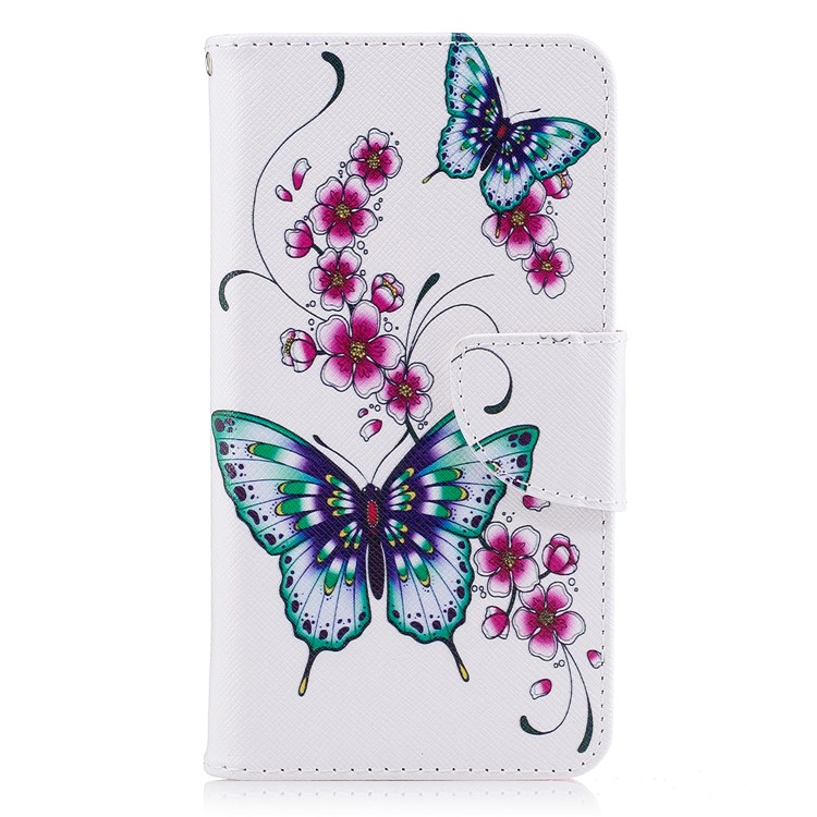 Pattern Printing Wallet Stand Leather Case for Motorola Moto G5 - Butterflies and Flowers-2