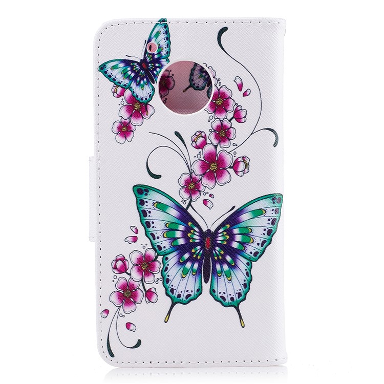 Pattern Printing Wallet Stand Leather Case for Motorola Moto G5 - Butterflies and Flowers-3