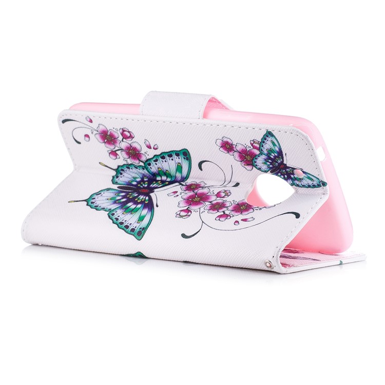 Pattern Printing Wallet Stand Leather Case for Motorola Moto G5 - Butterflies and Flowers-4