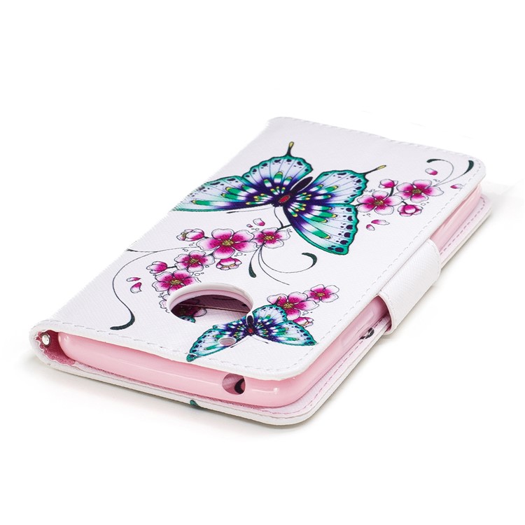 Pattern Printing Wallet Stand Leather Case for Motorola Moto G5 - Butterflies and Flowers-7