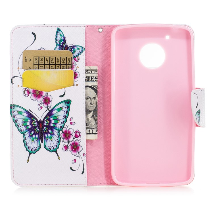 Pattern Printing Wallet Stand Leather Case for Motorola Moto G5 - Butterflies and Flowers-8