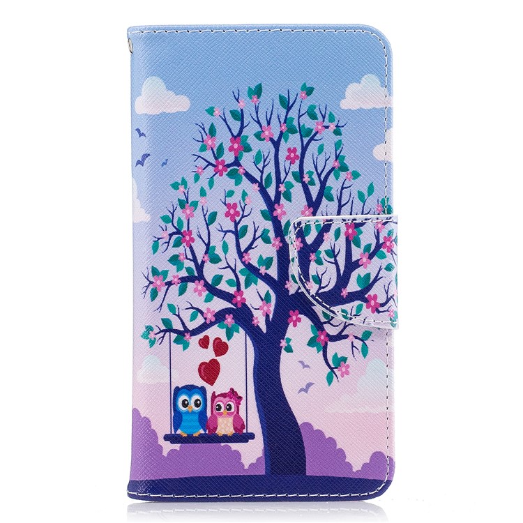 Pattern Printing Wallet Stand Leather Case for Motorola Moto G5 - Two Swinging Owls-2