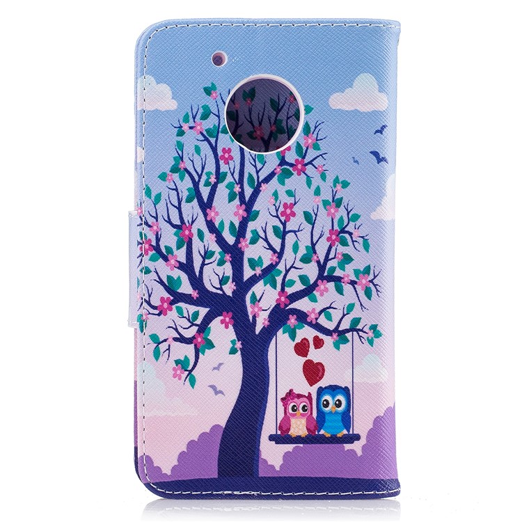 Pattern Printing Wallet Stand Leather Case for Motorola Moto G5 - Two Swinging Owls-3