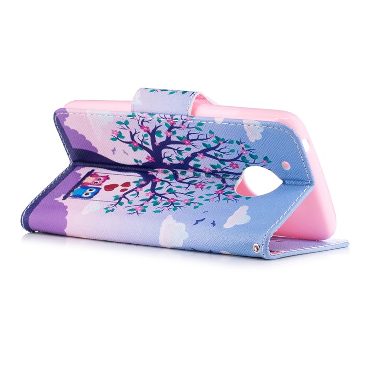 Pattern Printing Wallet Stand Leather Case for Motorola Moto G5 - Two Swinging Owls-4