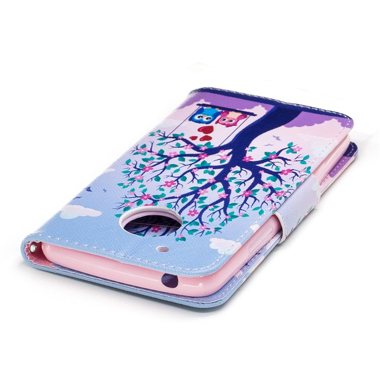 Pattern Printing Wallet Stand Leather Case for Motorola Moto G5 - Two Swinging Owls-7