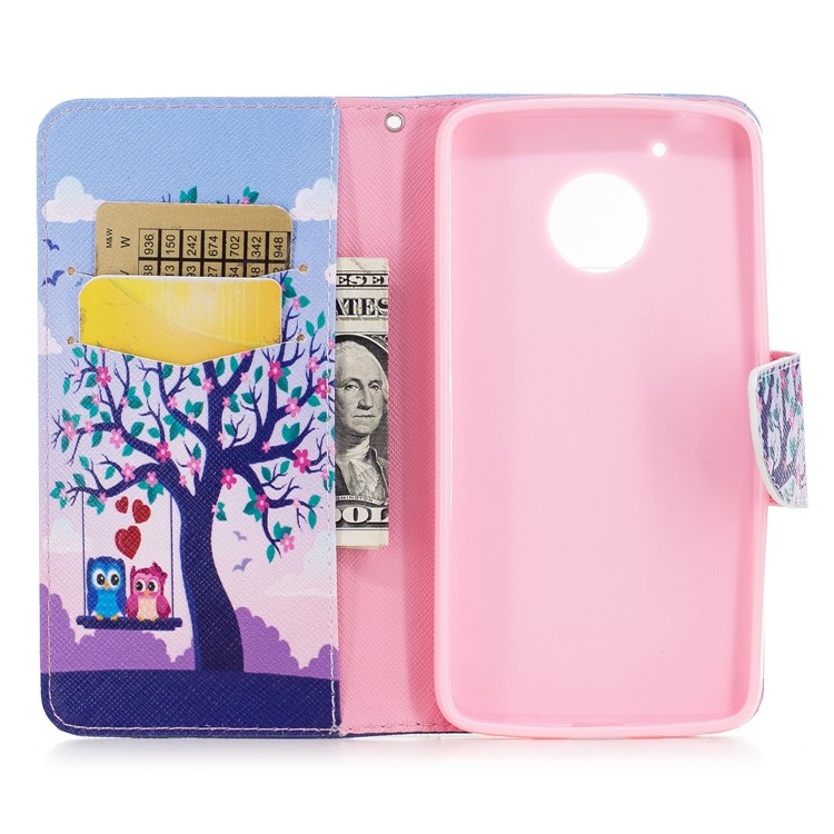 Pattern Printing Wallet Stand Leather Case for Motorola Moto G5 - Two Swinging Owls-8