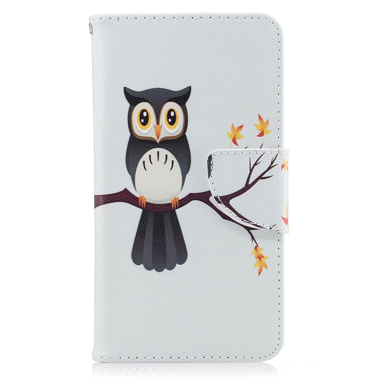 Pattern Printing Wallet Stand Leather Case for Motorola Moto G5 - An Owl Standing on Branch-2