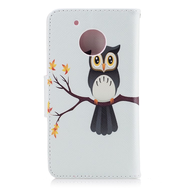 Pattern Printing Wallet Stand Leather Case for Motorola Moto G5 - An Owl Standing on Branch-3