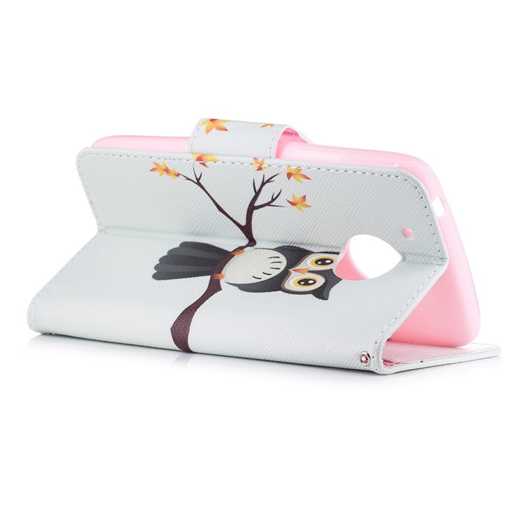 Pattern Printing Wallet Stand Leather Case for Motorola Moto G5 - An Owl Standing on Branch-4