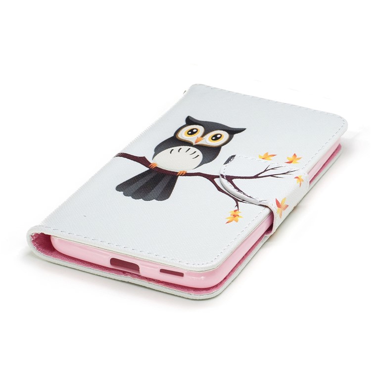 Pattern Printing Wallet Stand Leather Case for Motorola Moto G5 - An Owl Standing on Branch-6