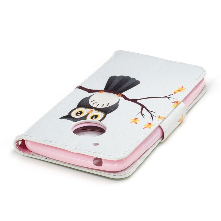 Pattern Printing Wallet Stand Leather Case for Motorola Moto G5 - An Owl Standing on Branch-7