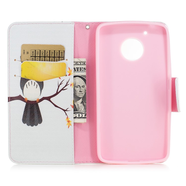 Pattern Printing Wallet Stand Leather Case for Motorola Moto G5 - An Owl Standing on Branch-8