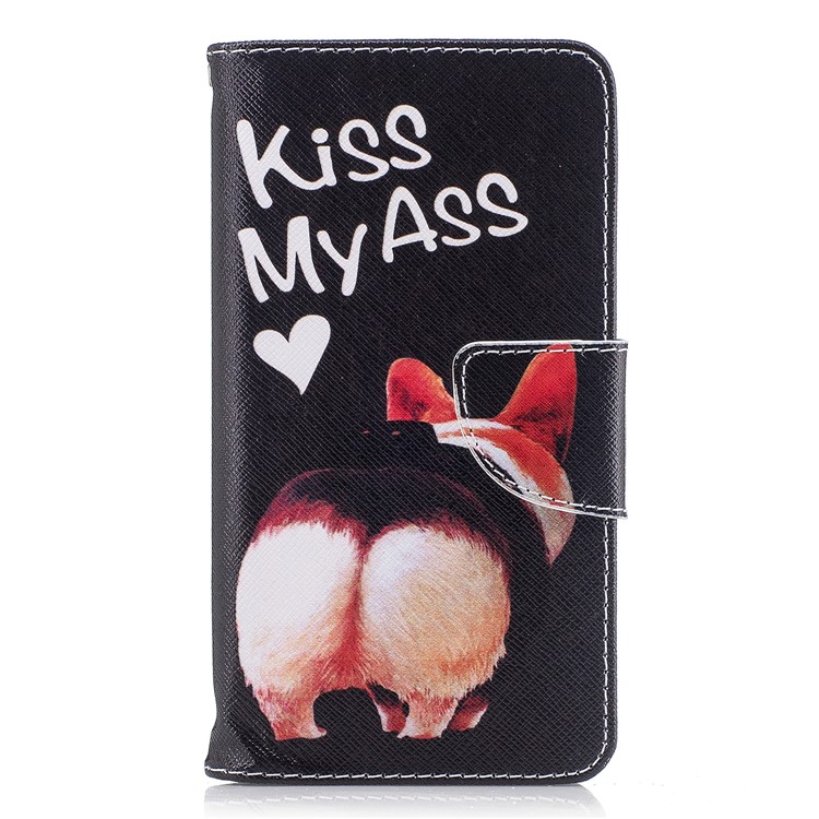 Pattern Printing Leather Wallet Stand Phone Cover for Motorola Moto G5 - Kiss My Ass-2