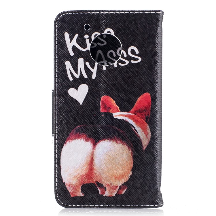 Pattern Printing Leather Wallet Stand Phone Cover for Motorola Moto G5 - Kiss My Ass-3