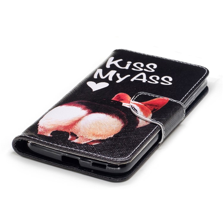 Pattern Printing Leather Wallet Stand Phone Cover for Motorola Moto G5 - Kiss My Ass-6